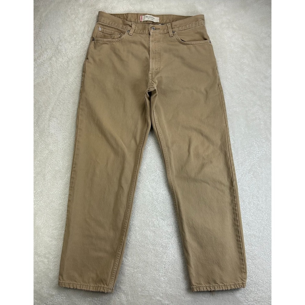 Vintage Levi's 550 Straight Leg Jeans Mens 34x30 Khaki Y2K Relaxed Fit "Read"